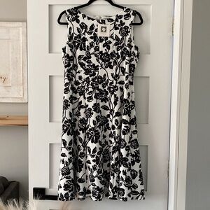 Anne Klein Dress Black and White Floral A-line Women’s Sz 4 NWT